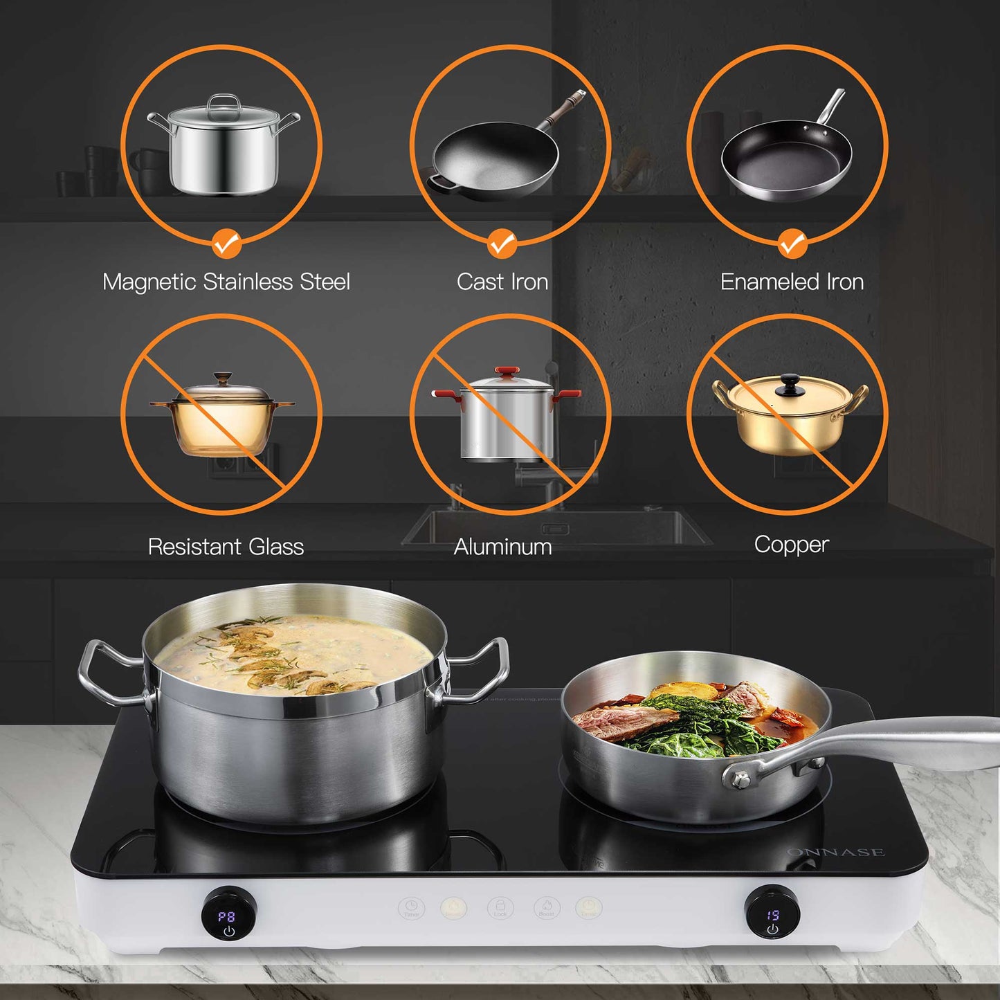 1800W Double Induction Cooktop Burner